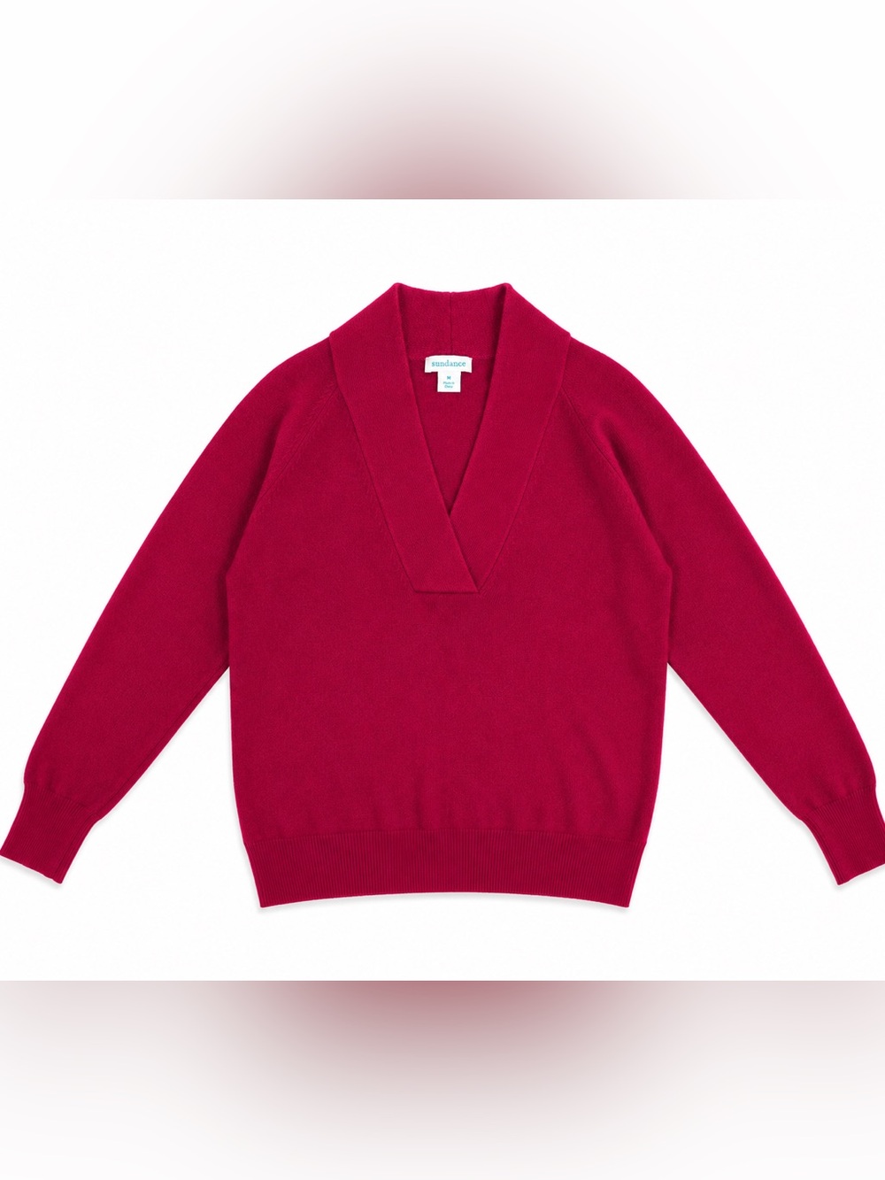 Sundance 100% Cashmere Sweater Size M Pink V-Neck Long Sleeve Pullover